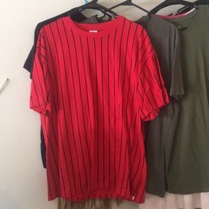 Urban Outfitters Red & Black Vertical Stripe Tee - Boxy Fit